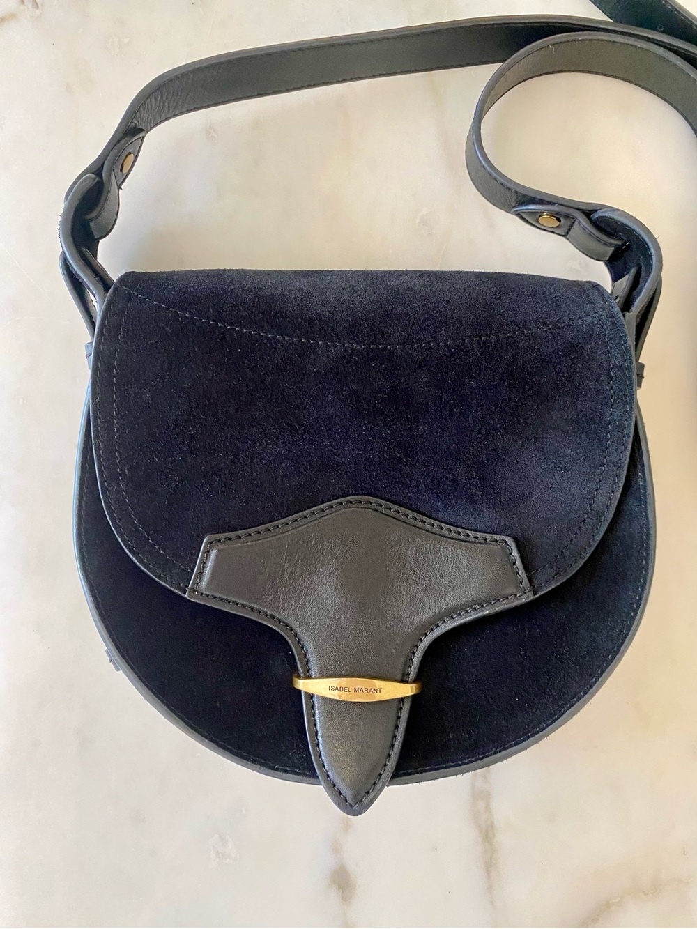 Isabel Marant Botsy Besace black suede leather crossbody bag